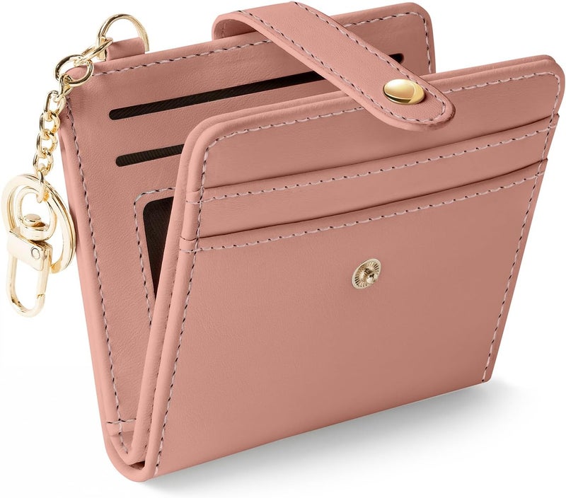 Jogjam Coral Pink Rfid Ladies Wallet, Small Slim Thin Compact Credit Card Women Wallet, PU Leather Bifold Cash Zipper Coin Pocket ID Window for Female - Image 1